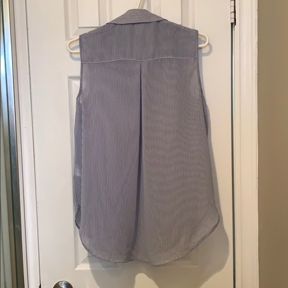 Blue and white pinstripe button down blouse - Picture 2 of 4